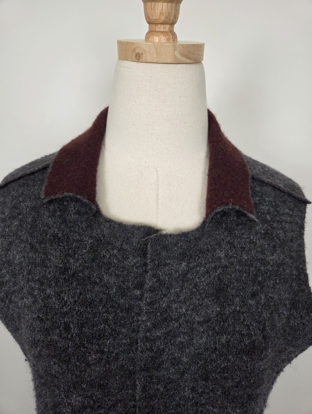 Anthropologie Moth Long Wool Vest Size XS Grey Soft Stretchy (c1) - Picture 7 of 14